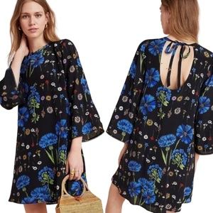 ANTHROPOLOGIE MAEVE 100% Silk Fully Lined Mini Dress Flare Sleeves US Sz XS